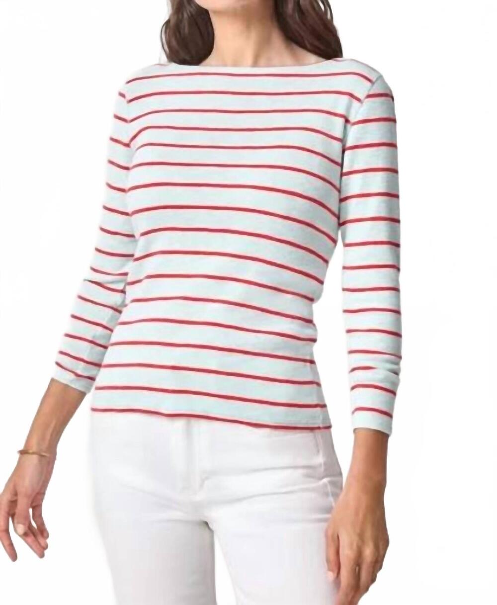 NEW LILLA P striped boatneck tee in seabreeze stripe